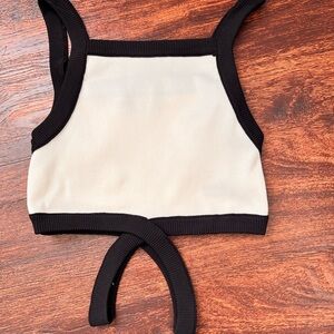 Bershka Black and Cream Knit Top